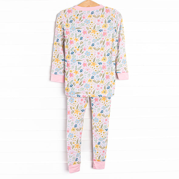 Flower Fields Bamboo Pajama Set, Pink