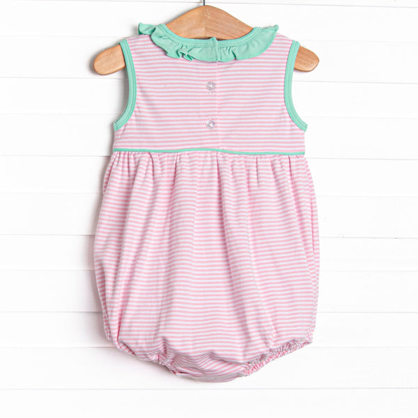 Louise Pima Ruffle Bubble, Mint and Light Pink Stripe