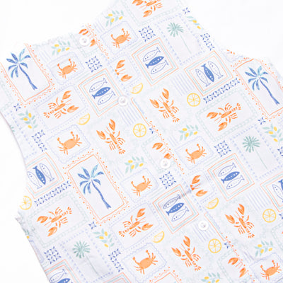 Santorini Stamps Short Set, Blue
