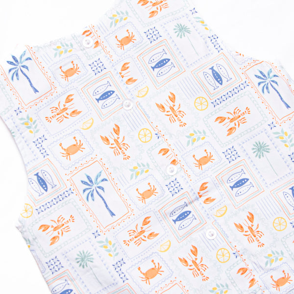 Santorini Stamps Short Set, Blue