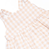 Jordan Check Ruffle Short Set, Tan Seersucker