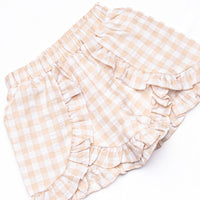 Jordan Check Ruffle Short Set, Tan Seersucker