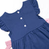 Global Studies Applique Side Tie Dress, Blue
