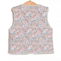 Frills and Florals Reversible Tie Front Ruffle Vest, Sage