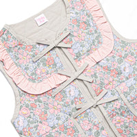 Frills and Florals Reversible Tie Front Ruffle Vest, Sage