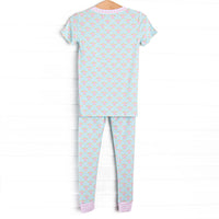 Turquoise Turtles Bamboo Pajama Short Sleeve Set, Green