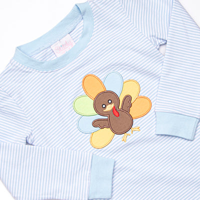 Shake Your Tail Feathers Applique Pajama Set, Light Blue
