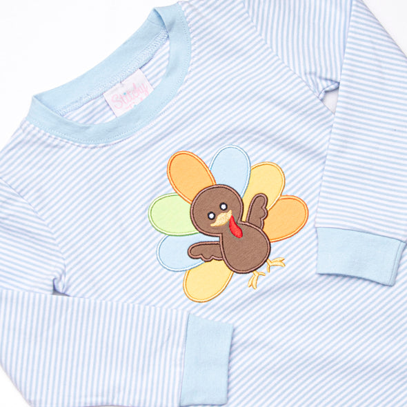 Shake Your Tail Feathers Applique Pajama Set, Light Blue