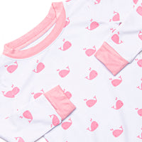 Whale Watch Bamboo Pajama Set, Pink