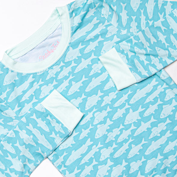 Lake Day Bamboo Pajama Set, Blue