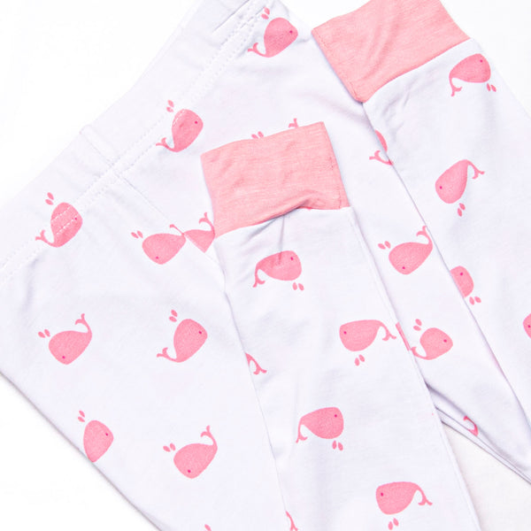 Whale Watch Bamboo Pajama Set, Pink