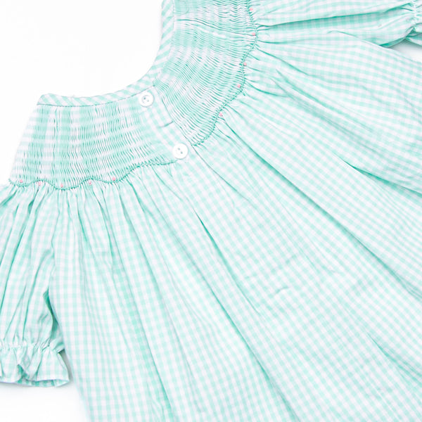Sea Grass Seahorses Smocked Scalloped Short Set, Mint