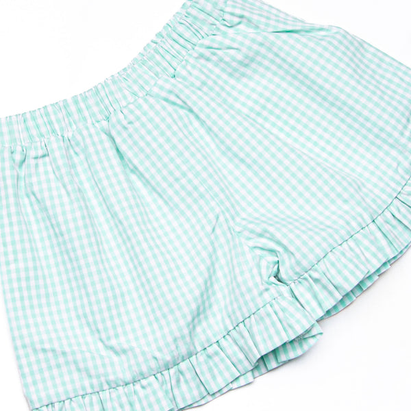 Sea Grass Seahorses Smocked Scalloped Short Set, Mint