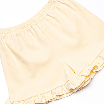 Course Cruisin' Pima Embroidered Ruffle Short Set, Yellow and Mint Stripe