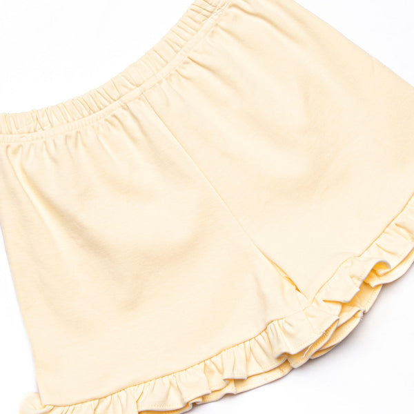Course Cruisin' Pima Embroidered Ruffle Short Set, Yellow and Mint Stripe