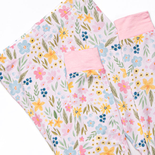 Flower Fields Bamboo Pajama Set, Pink