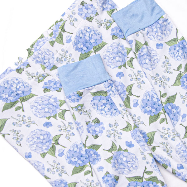 Hydrangea Blooms Bamboo Pajama Set, Blue