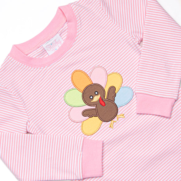 Shake Your Tail Feathers Applique Pajama Set, Light Pink