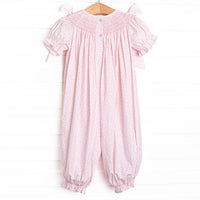 Gobble Garden Smocked Romper, Pink