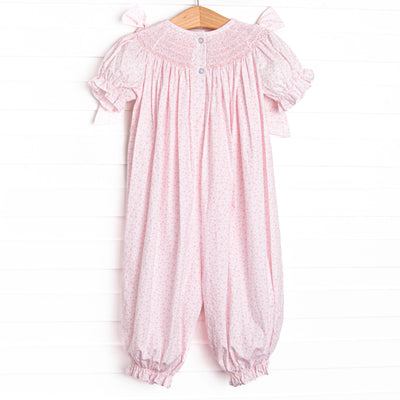 Gobble Garden Smocked Romper, Pink