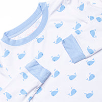 Whale Watch Bamboo Pajama Set, Blue