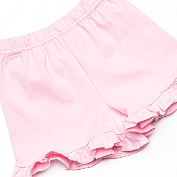 Bea Pima Ruffle Short Set, Pink and Purple Stripe