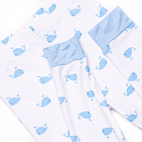 Whale Watch Bamboo Pajama Set, Blue