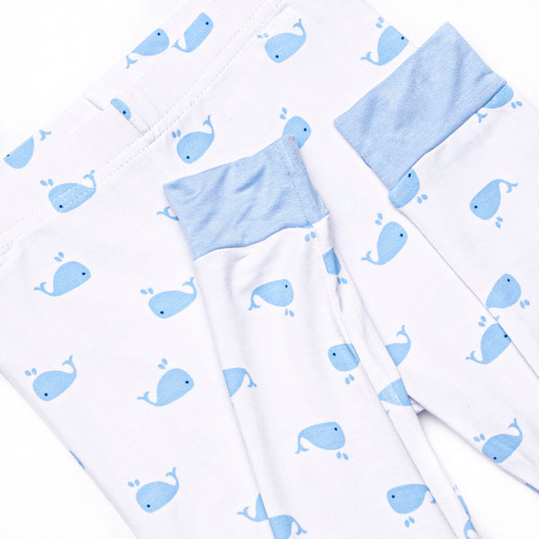 Whale Watch Bamboo Pajama Set, Blue