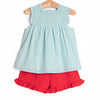 Apples to Apples Applique Ruffle Short Set, Green