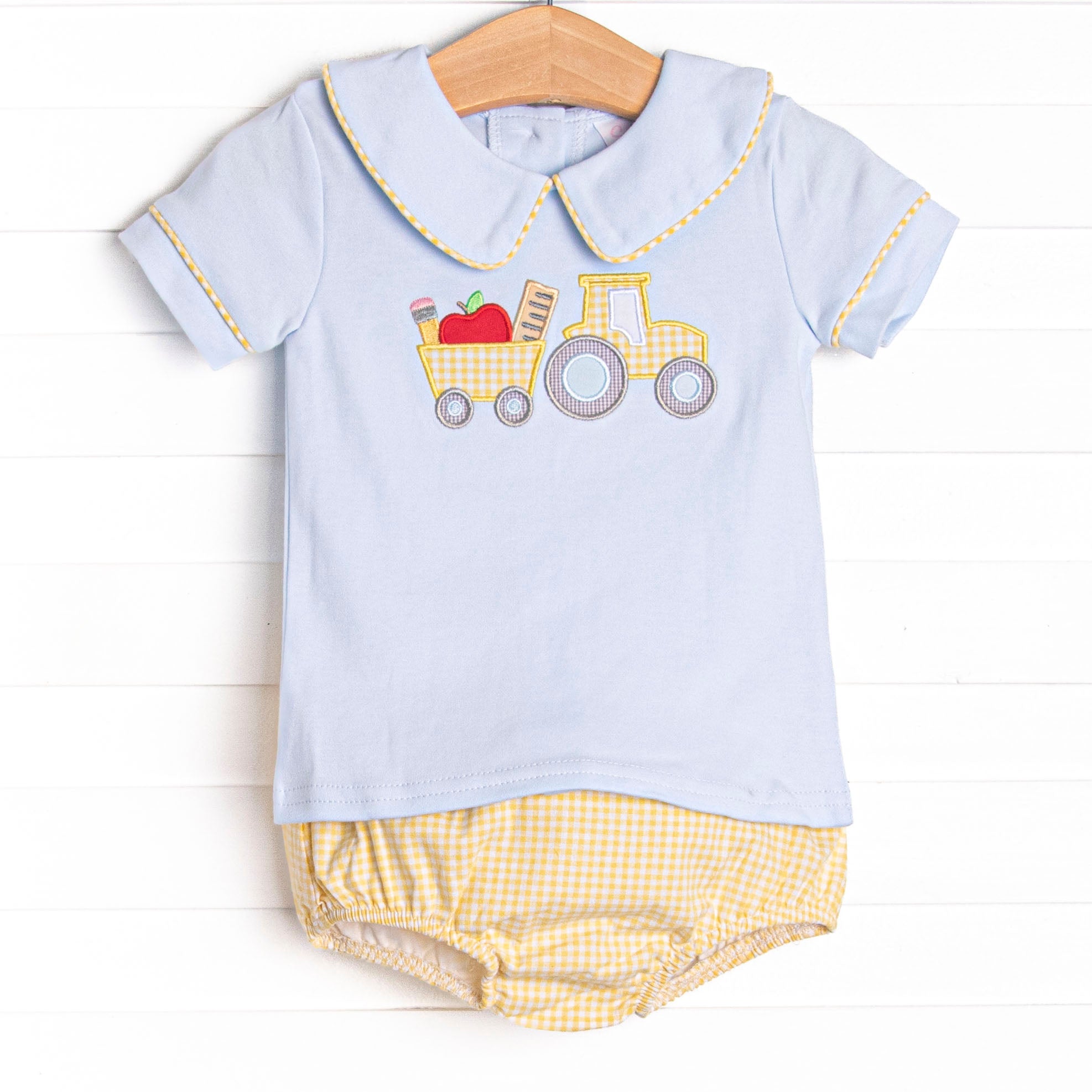 Planting Knowledge Applique Diaper Set, Yellow – Stitchy Fish