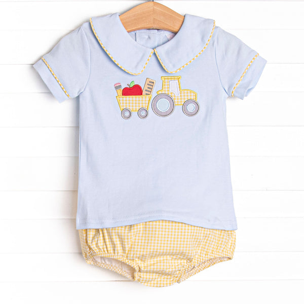 Planting Knowledge Applique Diaper Set, Yellow