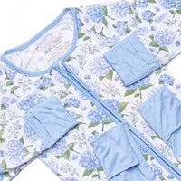 Hydrangea Blooms Bamboo Zippy Pajama, Blue