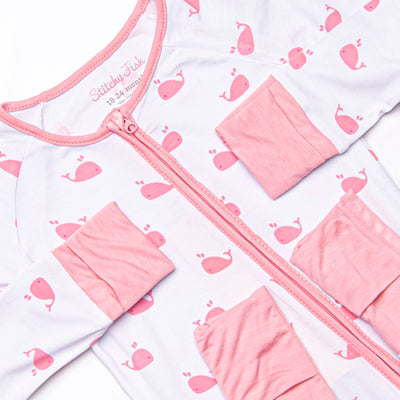 Whale Watch Bamboo Zippy Pajama, Pink