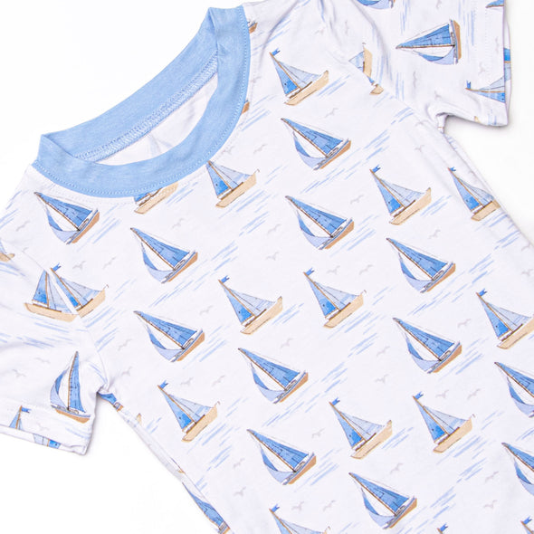 Sails and Sunshine Bamboo Pajama Short Set, Blue