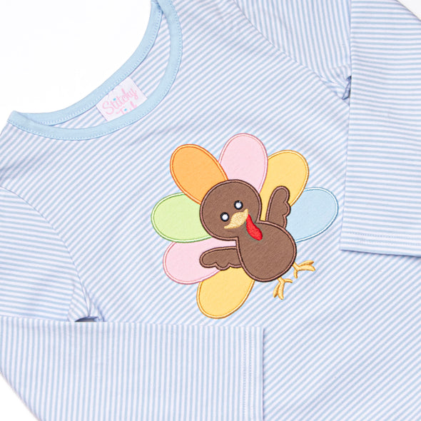 Shake Your Tail Feathers Applique Legging Set, Light Blue