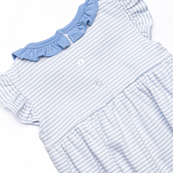 Aurora Angel Sleeve Pima Bubble, Light Blue Stripe