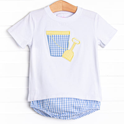 Beach Builder Applique Diaper Set, Blue