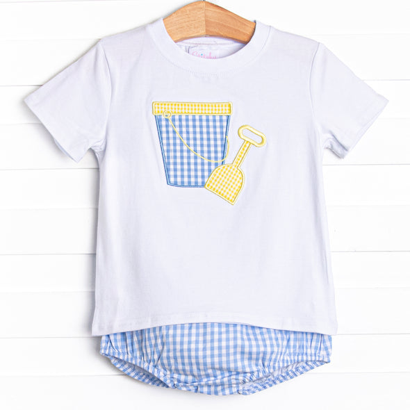 Beach Builder Applique Diaper Set, Blue