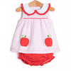 Time for School Seersucker Applique Diaper Set, Pink