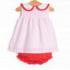 Time for School Seersucker Applique Diaper Set, Pink