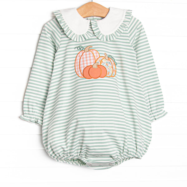 Patterned Pumpkins Applique Bubble, Green