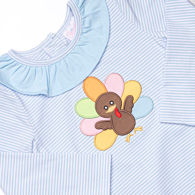Shake Your Tail Feathers Applique Dress, Light Blue