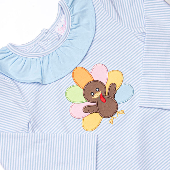 Shake Your Tail Feathers Applique Dress, Light Blue