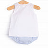 Sandy Shuffle Applique Diaper Set, Blue