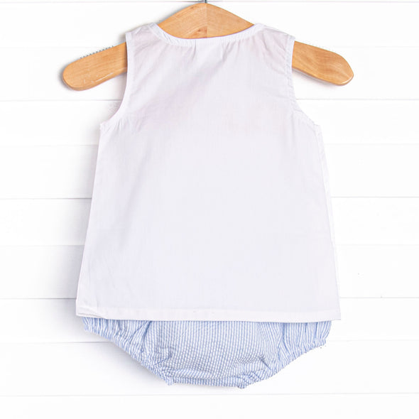 Sandy Shuffle Applique Diaper Set, Blue