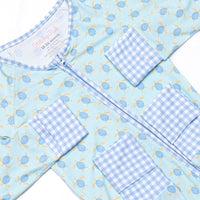 Turquoise Turtles Bamboo Boy Zippy Pajama, Green