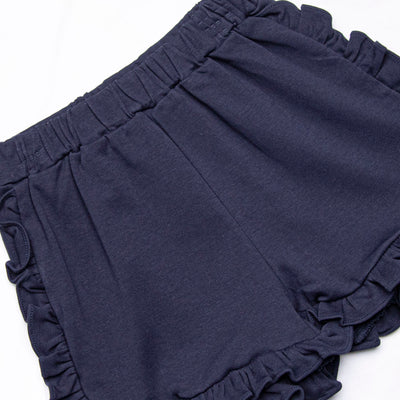 At the Ballpark Pima Embroidered Ruffle Short Set, Red Stripe