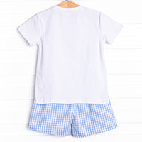 Beach Builder Applique Short Set, Blue