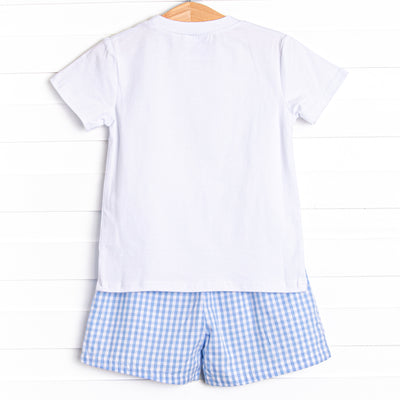 Beach Builder Applique Short Set, Blue