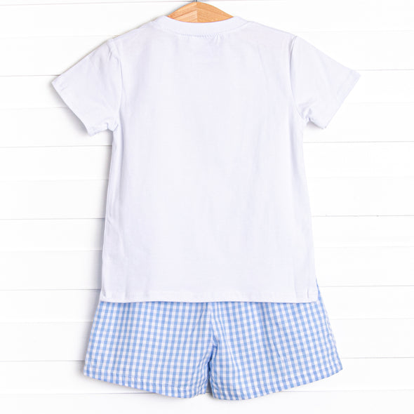 Beach Builder Applique Short Set, Blue